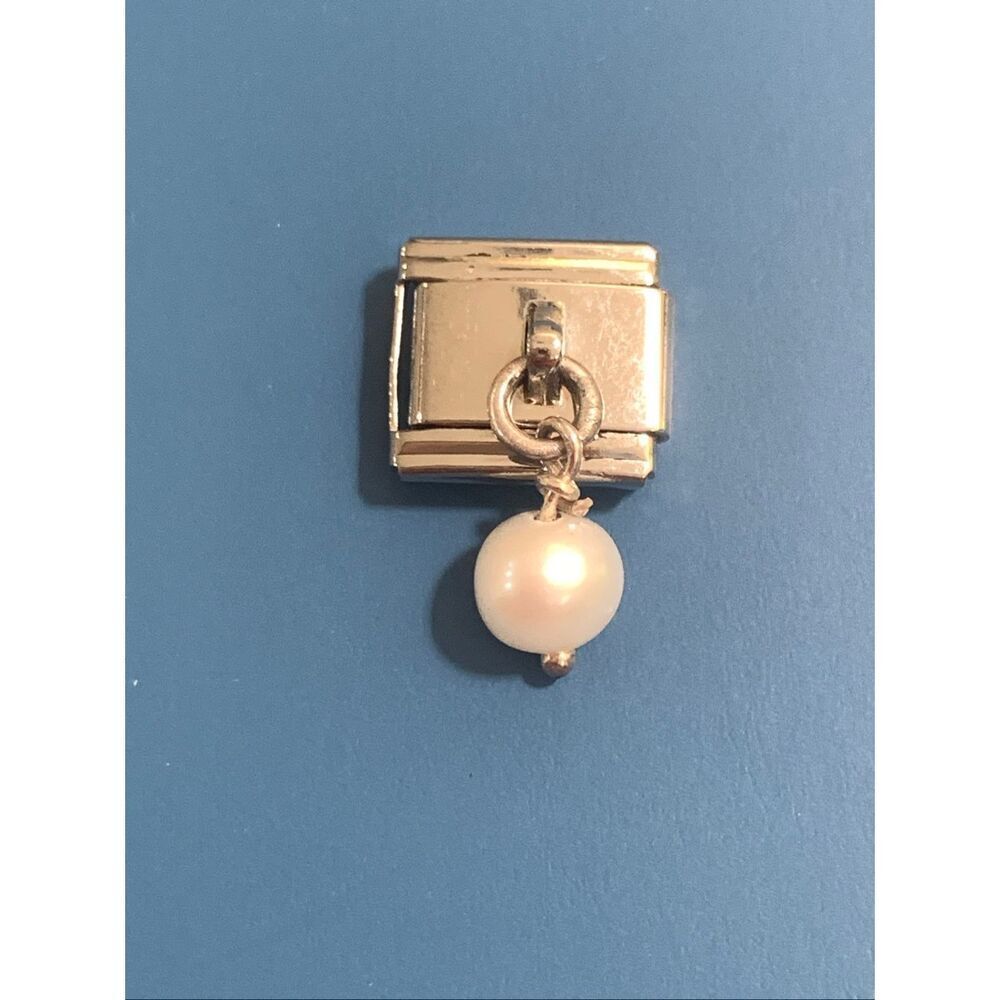 Italian Charm with Pearl Dangling #vintage #pearl
